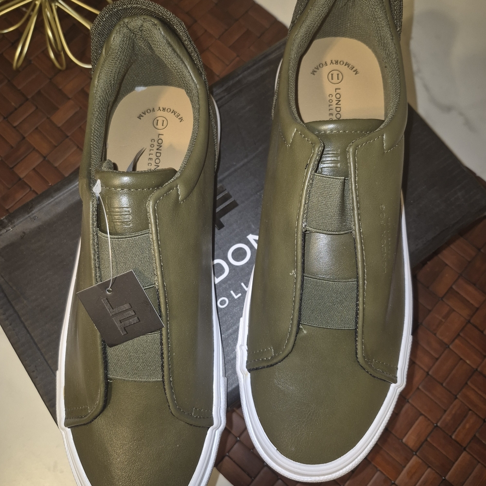 London Fog Olive Men's Slip-On Sneakers